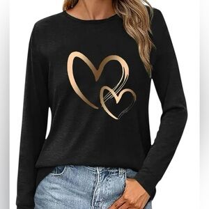 AMAZON Love Heart Graphic Lightweight Sweatshirt NWOT